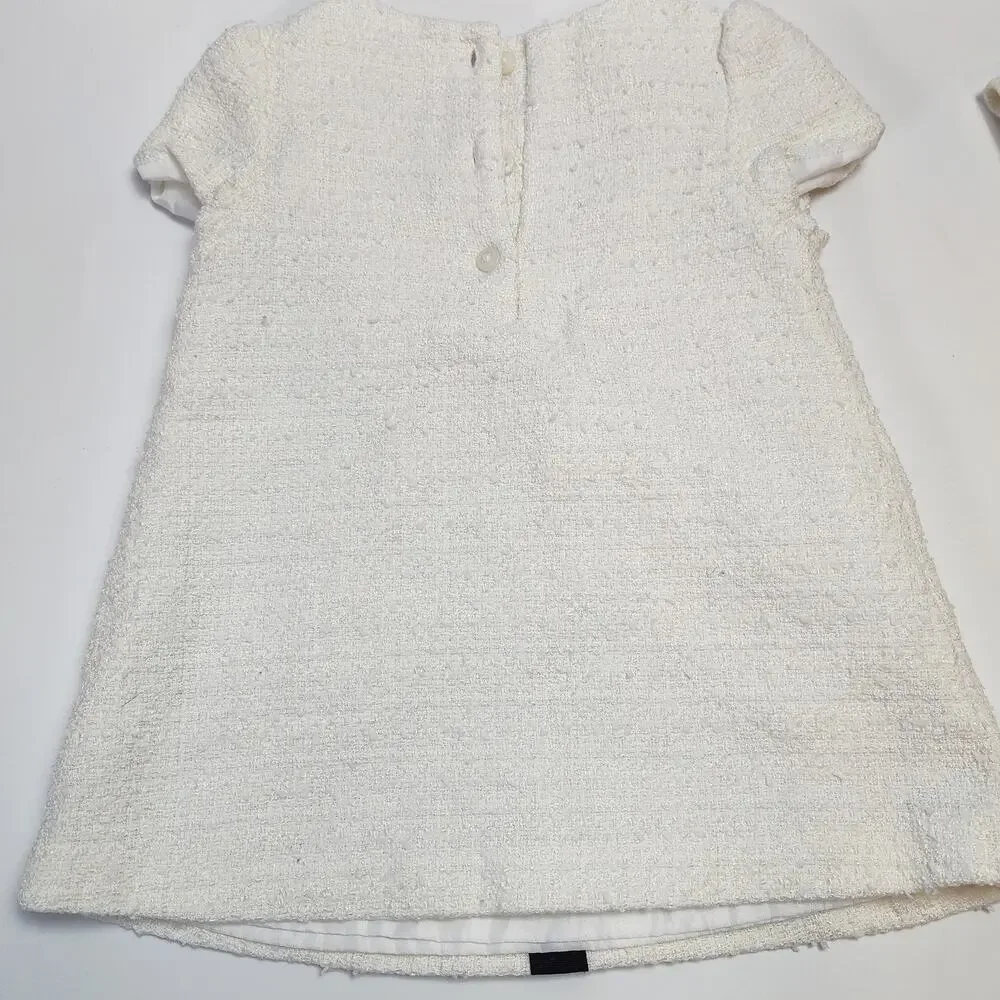 Janie and Jack Baby Girl Dresses 6-12M Tweed Pink White Bundle Set